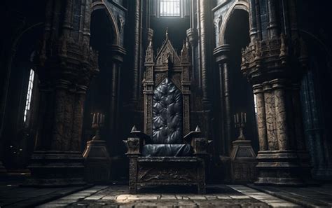 Premium AI Image | A dark throne in a dark room with a light shining on it.