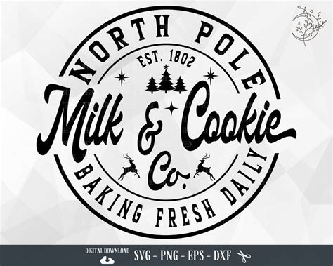 North Pole Milk And Cookie Co Svg Funny Christmas Svg Winter Etsy Canada