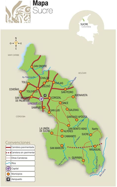 Mapa De Sucre Con Municipios Departamento De Colombia Para Descargar