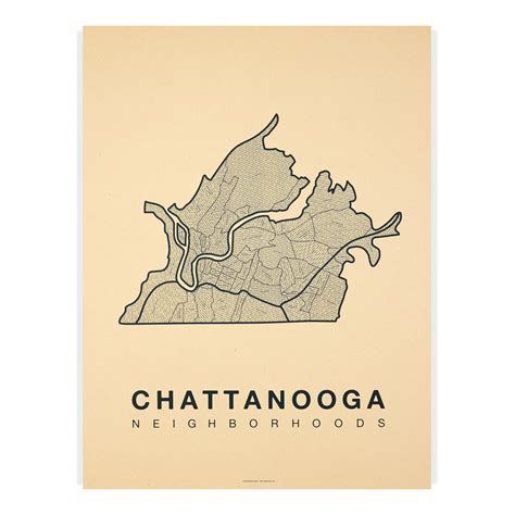 Chattanooga Neighborhood Map | Chattanooga Map Art in 2022 ...