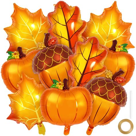 20 Pcs Fall Balloons,Thanksgiving YPF5 Foil Balloons Big Pumpkin Maple ...