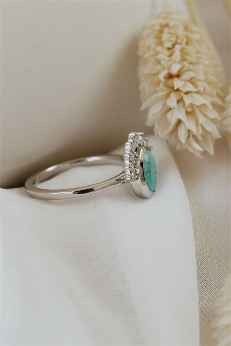 The Miles Oval Turquoise Half Halo Ring - Sarah O.