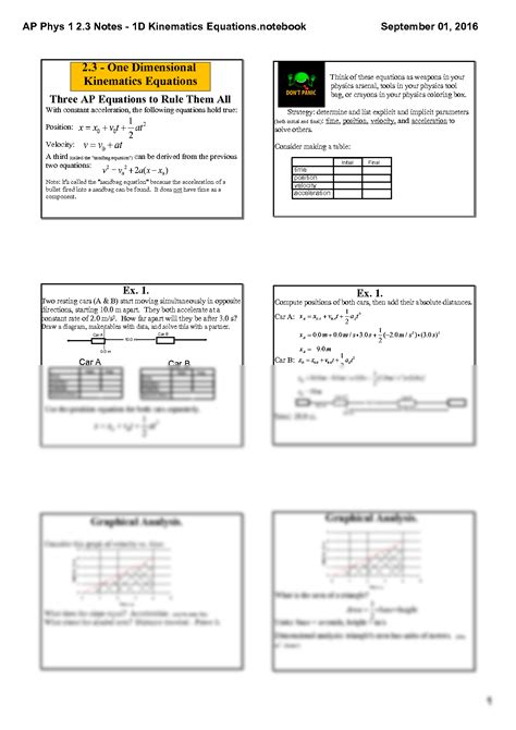 1d Kinematic Equations