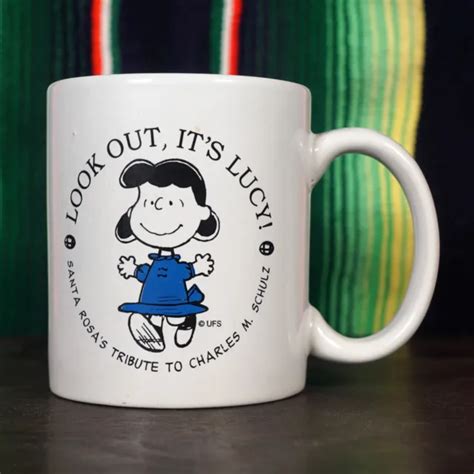 RARE SNOOPY PEANUTS CHARLIE BROWN LUCY VINTAGE COFFEE MUG Tribute To