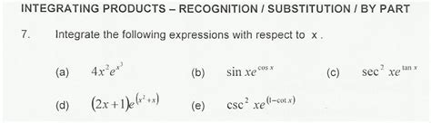 Solved Integrating Products Recognition Substitution Chegg