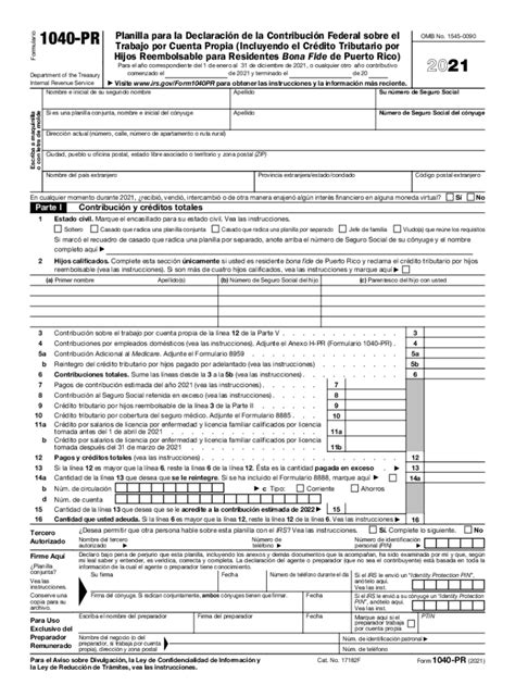 Form Irs 1040 Pr Fill Online Printable Fillable Blank Fill Out And Sign Printable Pdf