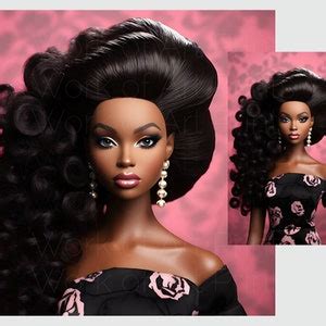 Black Barbie Poster, Pretty Barbie, Afro Barbie Pink PNG, Big Hair Dark ...