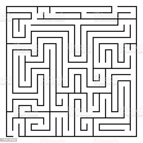 Vector Square Maze Template Blank Black And White Geometric Labyrinth Game Preschool Printable