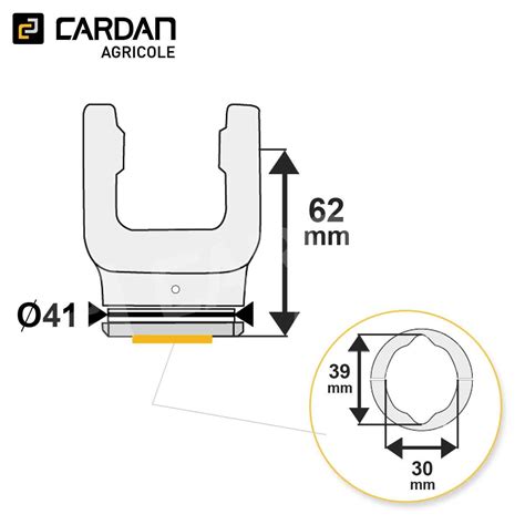 Machoire tube 18x47 Citron extérieur 30x39 Cardan Agricole