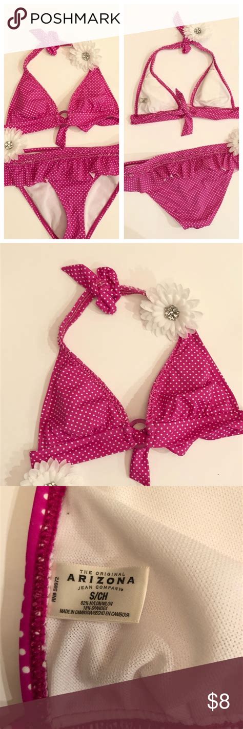 Pink And White Polkadot Bikini Really Fun And Cute W Ruffle On Bikini