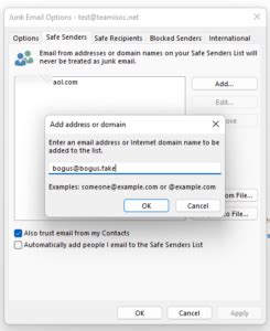 How To Add A Safe Sender To The Safe Sender List In Outlook Desktop