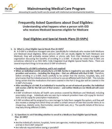 The Arc Of NJ S Updated Fact Sheets For Dual Eligibles With IDD