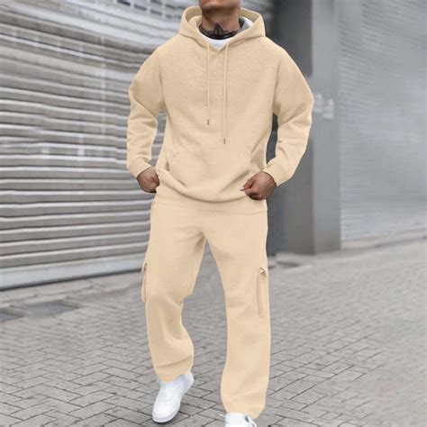Dwelliawo Sweat Suits For Men 2 Piece Hoodie And Sweatpants Solid Color
