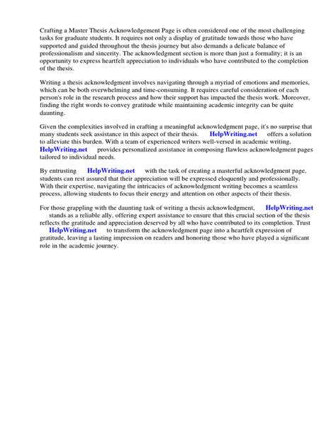 Master Thesis Acknowledgement Page | PDF