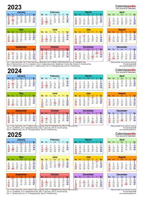 2023 2025 Printable Calendar Template Pdf Nancy C Cartwright