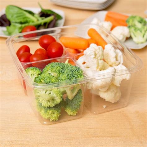 Plastic Compostable Container 4 Compartments Clear