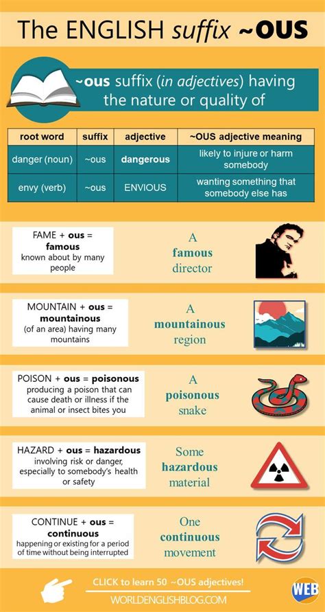 👍learn The English Suffix ~ous With Lots Of Examples Nouns And Verbs Nouns And Adjectives