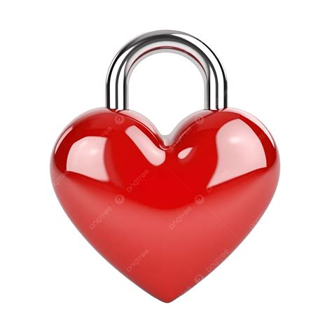 D Red Heart Shaped Padlock Design Love Heart Png Transparent Image