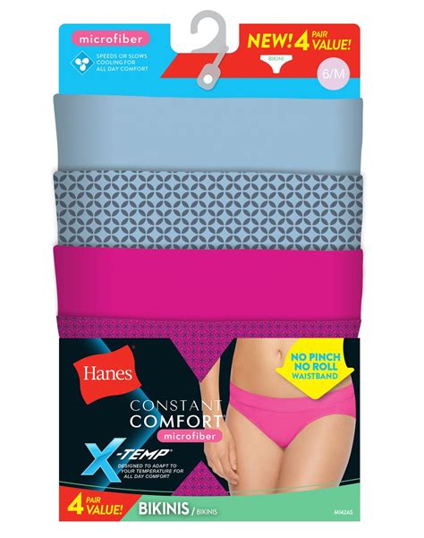 Mi42as Hanes Womens X Temp Constant Comfort 4 Pack Microfiber Modern