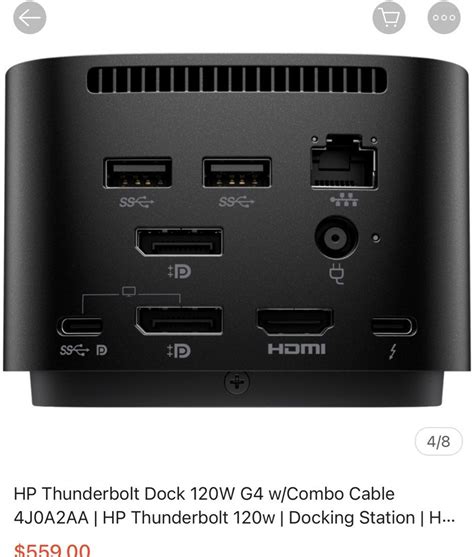 Hp Thunderbolt Dock 120w G4 W Combo Cable 4j0a2aa Hp Thunderbolt 120w Docking Station