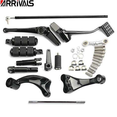 Motorcycle Black Chrome Forward Controls Complete Kit Pegs Levers