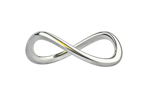 A Chrome Infinity Sign Isolated On White, Three, Decor, Loop PNG