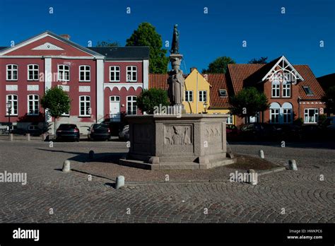 Square of Ribe, medieval town, ancient capital of Denmark Stock Photo ...