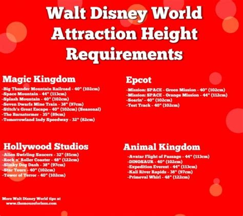 Height Requirements At Walt Disney World Park Attractions