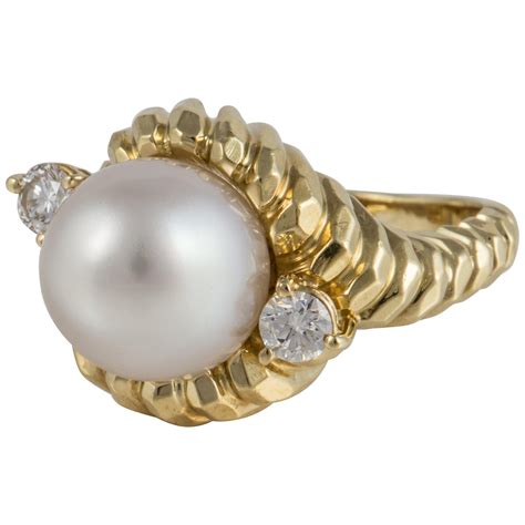 Henry Dunay Pearl And Diamond Ring In K Gold For Sale At Stdibs