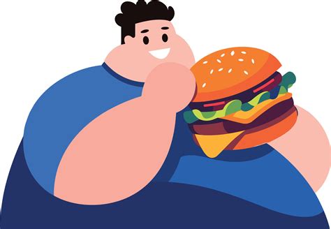 fat guy eating burger flat style isolated on background 39862993 Vector ...