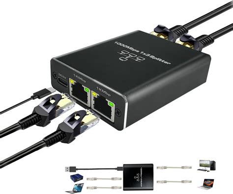 Gigabit Ethernet Splitter High Speed 1000mbps Either Ethernet Splitter 1 To 3 3