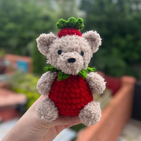 Strawberry Bear Crochet Plush Pattern Etsy