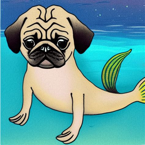 Mermaid Pug Graphic · Creative Fabrica