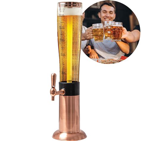 Refinery Beer Tower Drink Dispenser With Pro Pour Tap And Freeze Tube