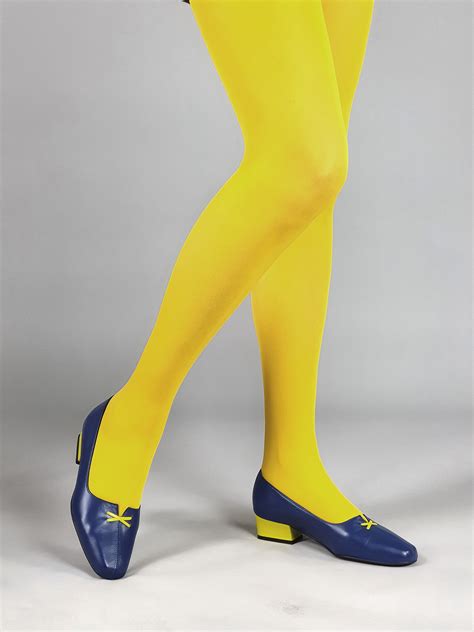 40 Denier Yellow Tights Ladies Vintage Retro 60s 70s Style Mod Shoes