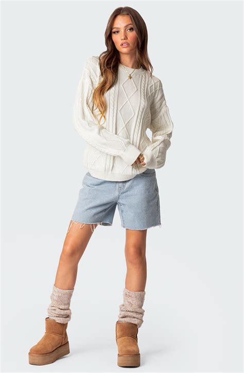 Edikted Jessy Oversize Cotton Cable Stitch Sweater Nordstrom