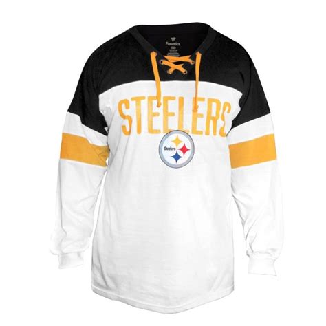 Pittsburgh Steelers Women S Plus Lace Up Glitter Long Sleeve T Shirt