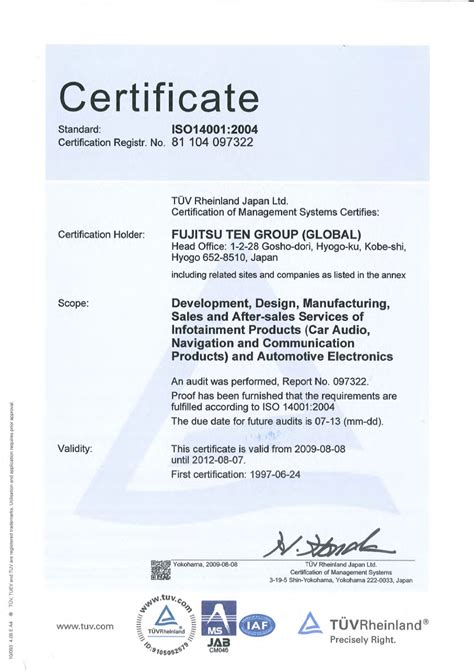 Iso14001 Certification Fujitsu Philippines