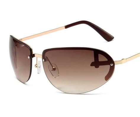 Y K Hot Girl Concave Shape Sunglasses Trend Frameless Metal Sunglasses Retro Gorgeous Glasses