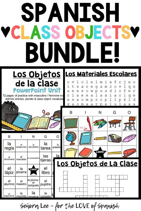 Spanish Classroom Objects Vocabulary Games Worksheets Grammar Activities