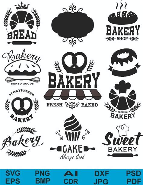 bakery logos, emblems and badges for any type of product or service in ...