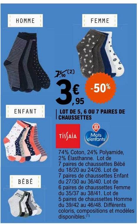 Promo Lot De Ou Paires De Chaussettes Tissaia Chez E Leclerc