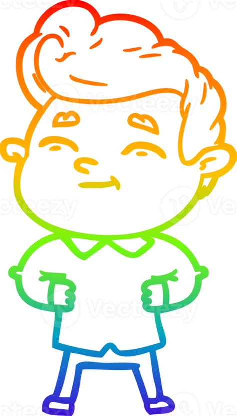 Rainbow Gradient Line Drawing Of A Happy Cartoon Man 45298410 Png