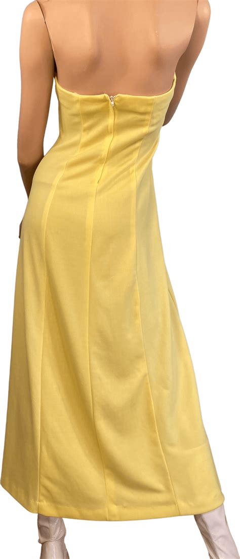 Vintage 70s Yellow Halter Maxi Dress Shop Thrilling