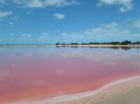 Pink Lake. Los Colorados. Mexico Stock Photo - Image of sand, lake ...