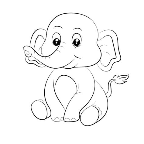 Página Para Colorear De Elefante Para Niños Ilustración De Contorno De Elefante Dibujado A Mano