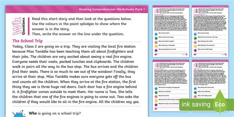 ‘wh’ Questions Reading Comprehension Worksheets Pdf Ks1