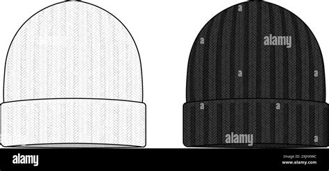 Knit Cap Beanie Template Vector Illustration Set Stock Vector Image