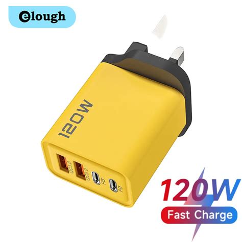 Elough รวม 120W UK Charger Type C Fast Charging PD Charger Wall Adapter