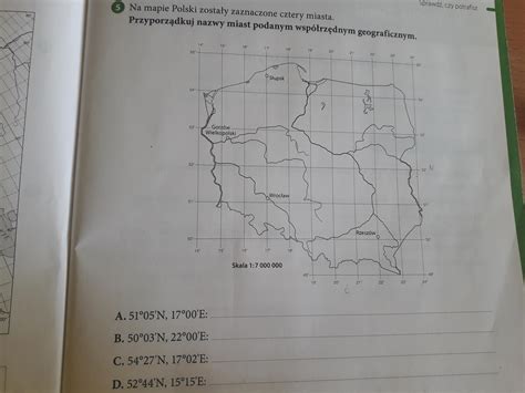 Na Mapie Polski Zosta Y Zaznaczone Miasta Brainly Pl